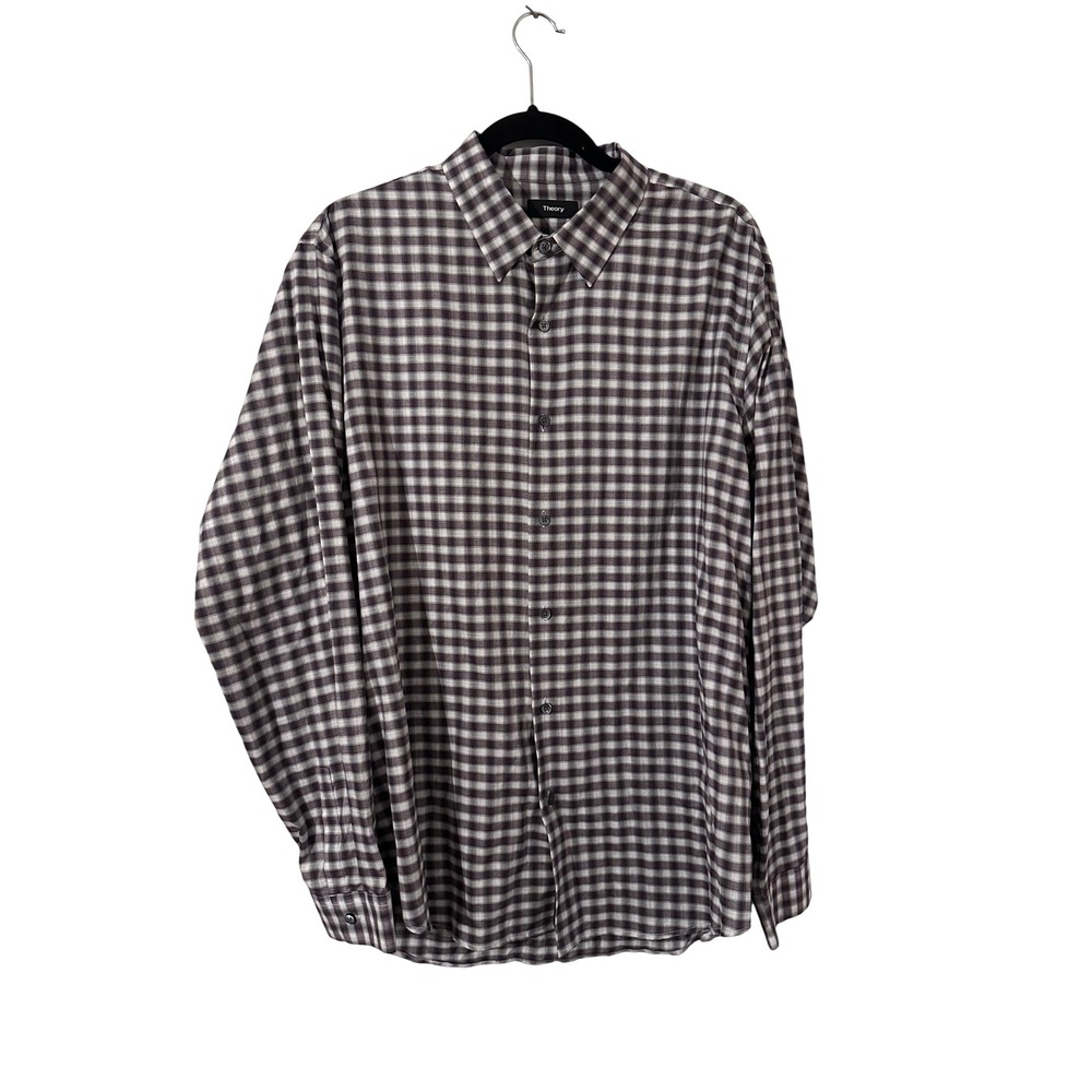 Theory Men's XL Long Sleeve‎ Button Down Tonal Gingham Check Clean 
Shirt NWT